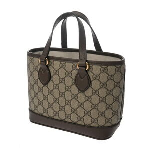 Gucci Handbag Supreme Double Leather Bag Beige Ebony GG Tote Tan